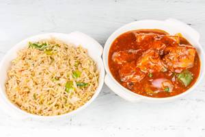 Veg Schezwan Fried Rice With Paneer Chilli