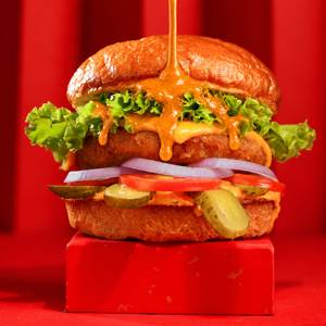 Smokin paneer corn tikki burger