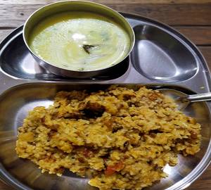 Chilka Moong Dal Khichdi and achar