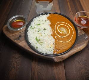 Creamy Dal Makhani Rice Bowl With Papad