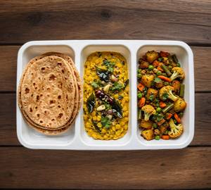 3 roti and dal and mix veg dry