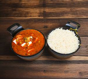 Matar Paneer Rice Bowl With Papad