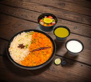 Yellow Dal Rice Bowl With Papad