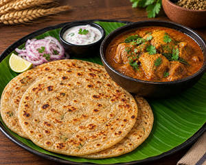 Wheat Paratha(2pcs) With Chicken Pepper Masala Combo