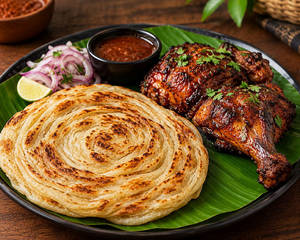 Kerala Paratha(2pcs) With Bbq Chicken Combo