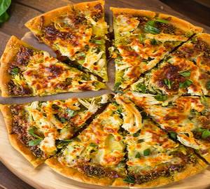 (8 inch) basil pesto marinated chicken pizza