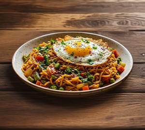 Fried Egg Masala Maggi [Serves 1]