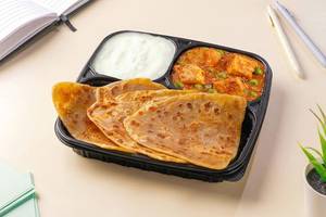 Matar Paneer with Paratha & Curd Lunchbox