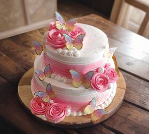 Two Tier Butterfly Butterscotch Flavoured Cake 1.5 kg