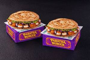 Teriyaki Paneer Dynamite Paratha Burger Duo