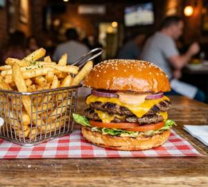 Veg burger with french fries