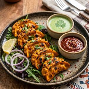 Tandoori Chicken Momo(5)+ Surprise Dips(2)
