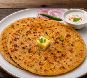 2 Aloo Paratha With Pickle+ Onion Salad