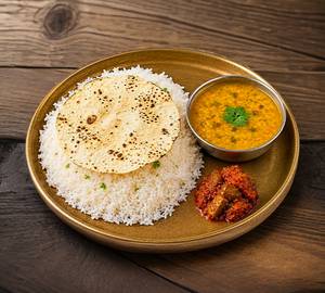 Dal Fry 250Ml + Plain Rice 500Ml + Papad