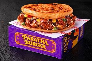 Crispy Baked Chicken Teriyaki Paratha Burger
