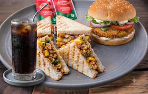 Sandwich burger Cold drink 