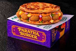 Crispy Baked Veg Chipotle Paratha Burger