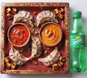 Combo Steamed Panner Tikka Momos 5-Qty & Sprite 250Ml