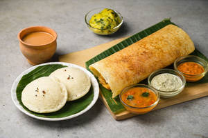 Masala Dosa 1plate + Idly 2pcs + Elaichi Chai  1cup