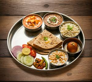 Special Veg Thali With Paneer Dal And Gulab Jamun [Serves 2]
