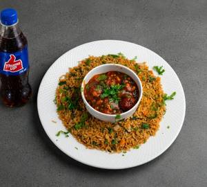 Veg Manchurian With Fried Rice & Beverage