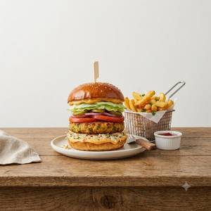 Tandoori Veg Burger (With Fries)