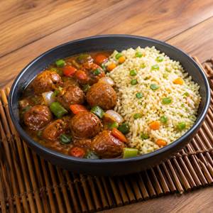 Chicken Manchurian Gravy With Fried Rice Bowl