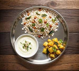 Sabudana Khichdi Curd Meal  With Aloo