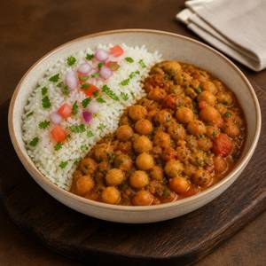 Punjabi Chana Masala With Rice Bowl