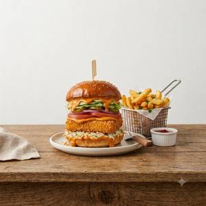 Makhani Paneer Burger (With Fries)