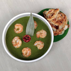 Nilgiri Masala Prawns, Malabar Parotta