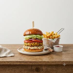 Classic Veg Burger (With Fries)