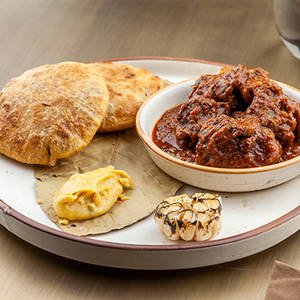 Champaran Mutton, Sattu Paratha, Ole Ki Chutney