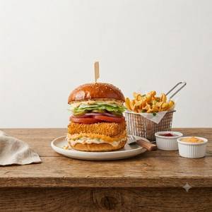 Tandoori Paneer Burger (With Fries)