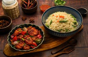 Chilli chicken with Fried Rice