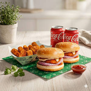 VEG ALOO TIKKI MEAL [aloo Tikki X2 + Veg Nuggets(12pc) + Coke X 2 ]