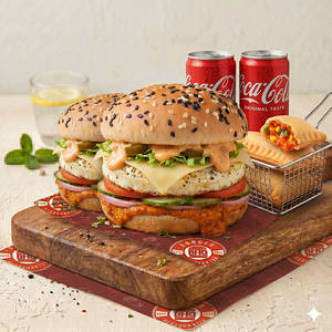 EGG KING MEAL [2 EGG king Burger + Pizza puff (4pcs) + 2 Soft Drink]
