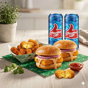 PANEER TIKKI MEAL[2paneer Tikki + Cheese Corn Nuggets(10pc) + 2Coke]