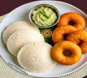 Idli [2 pieces] with vada [1 piece] chapathi