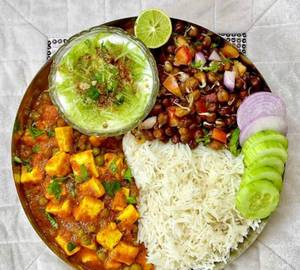 Matar Paneer +Veg Pulao + Raita