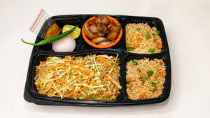 Veg Fried Rice+ Veg Chowmein With Chilly Pork