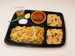 Veg Fried Rice+ Veg Chowmein With Chicken Butter Masala
