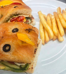Mediterranean Paneer Focaccia Sandwich