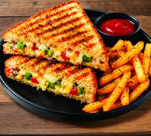 Cheese Grilled Sandwich + Peri Peri Fries