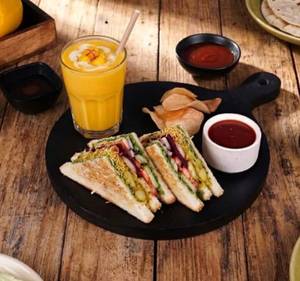 Mumbai Masala Sandwich and Alphonso mango shake combo