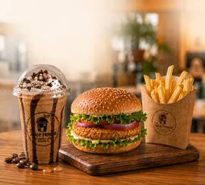 1Veg Burger+French Fries+300Ml Cold Coffee With Icecream(Vanilla)