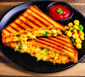 American Corn Grilled Sandwich With Peri Peri Fries
