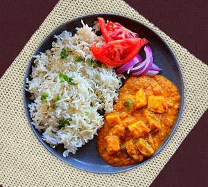 Green Pea Pulao + Paneer Butter Masala [6 Pcs] + Salad