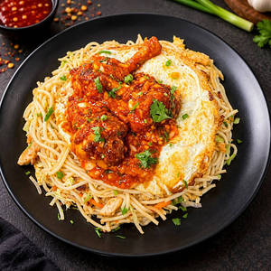 Chicken Noodles With Lollipop Masala