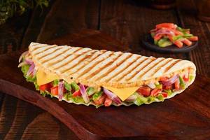 Cheesy Jalapeno Veggie Flatbread Sandwich